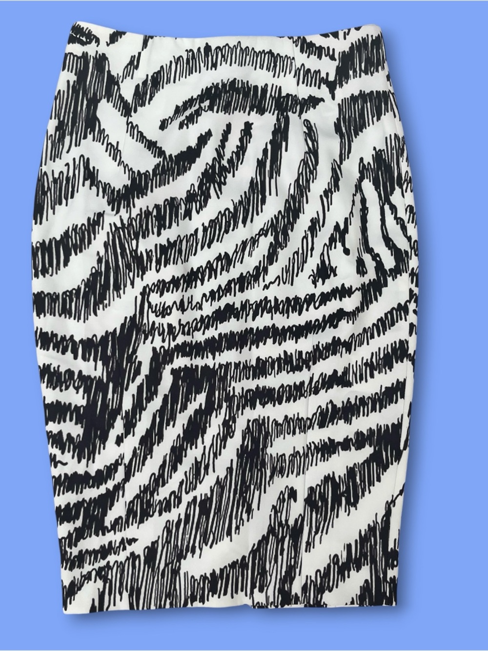 H&M Abstract Zebra Print Pencil Skirt Size 6 Black & White Midi Skirt